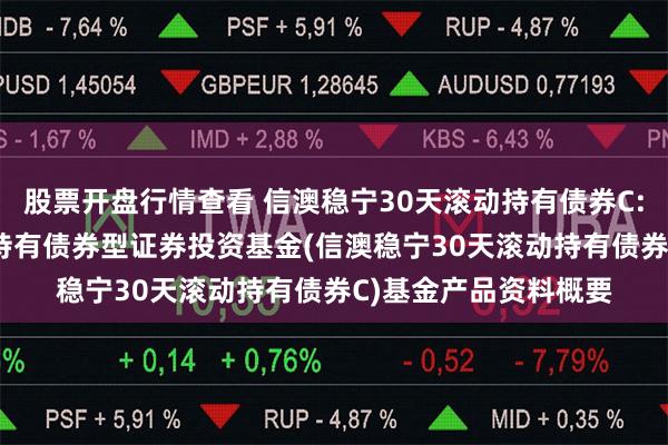 股票开盘行情查看 信澳稳宁30天滚动持有债券C: 信澳稳宁30天滚动持有债券型证券投资基金(信澳稳宁30天滚动持有债券C)基金产品资料概要